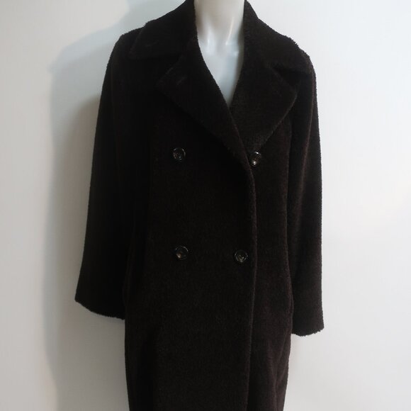 Womens Max Mara Dark Chocolate Brown Alpaca Wool Double Breasted Coat 4 - Picture 6 of 16